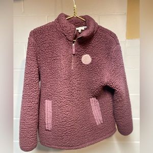 Ivory Ella Maroon Sherpa Quarter Zip
